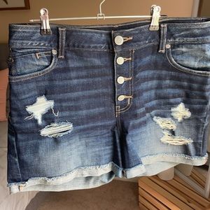 High rise denim shorts
